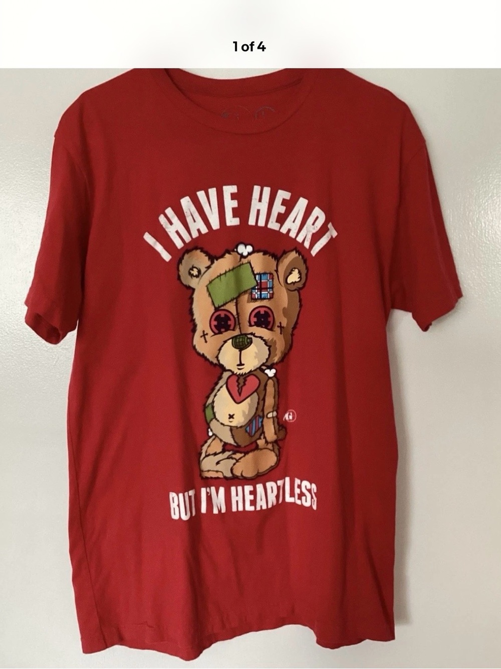 Sniper Gang Apparel Red Graphic Short Sleeve Tee - 'I Have Heart” Mens Large